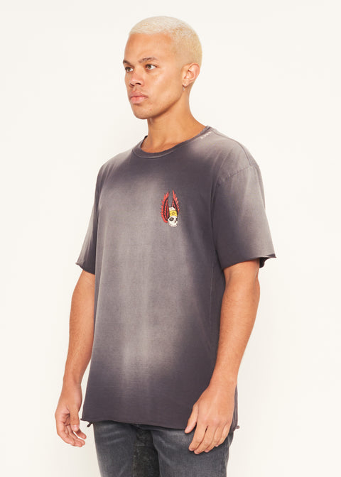  LESTER SHAMAN T-SHIRT IN FADED BLACK