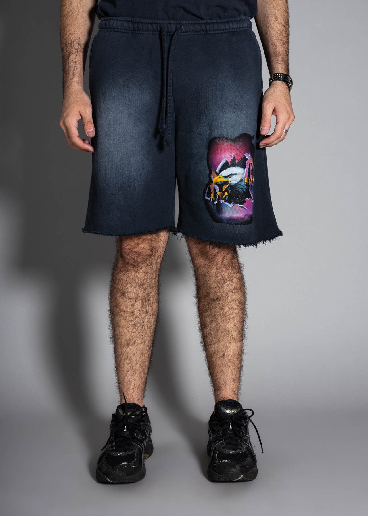 Ripped Eagle Shorts - Faded Obsidian