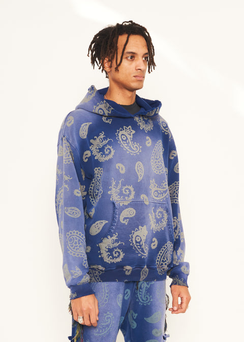  RAY PAISLEY HOODIE IN ORIENT BLUE