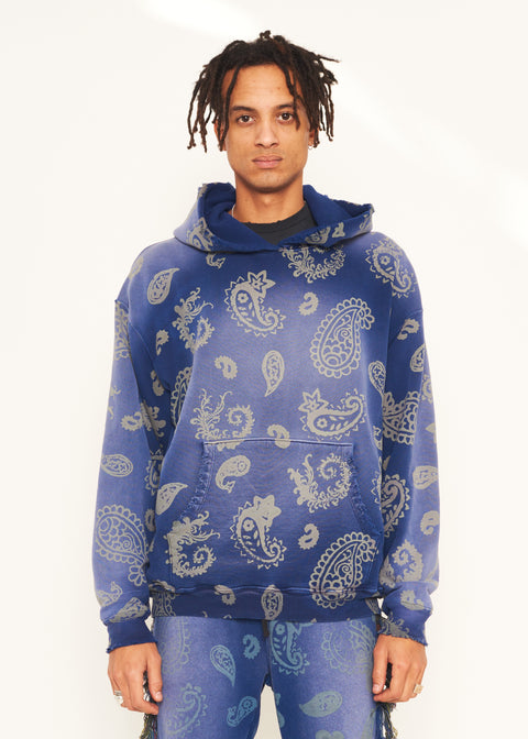  RAY PAISLEY HOODIE IN ORIENT BLUE