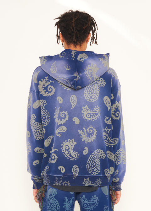  RAY PAISLEY HOODIE IN ORIENT BLUE