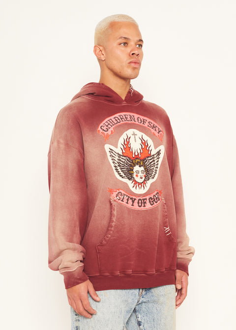 RAY CITY OF GOD HOODIE IN RED MAHOGANY