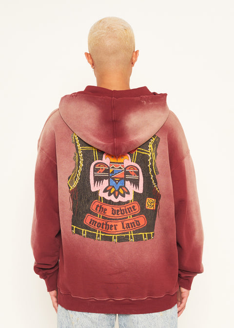  RAY CITY OF GOD HOODIE IN RED MAHOGANY
