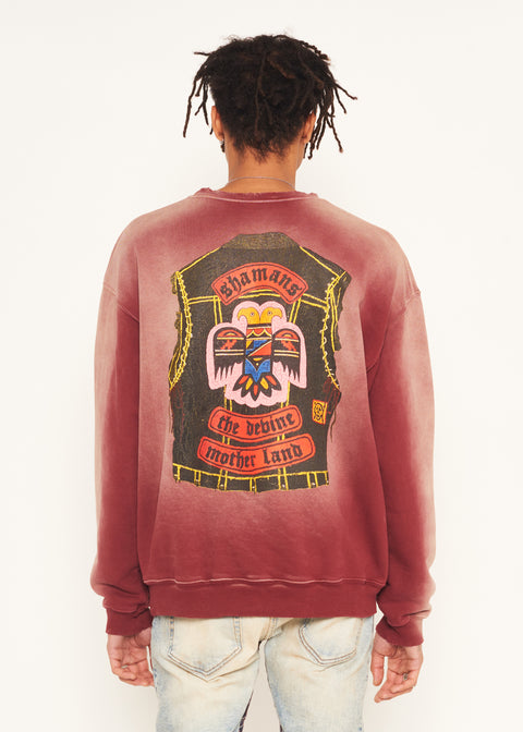WES CITY OF GOD SWEATER IN RED MAHOGANY